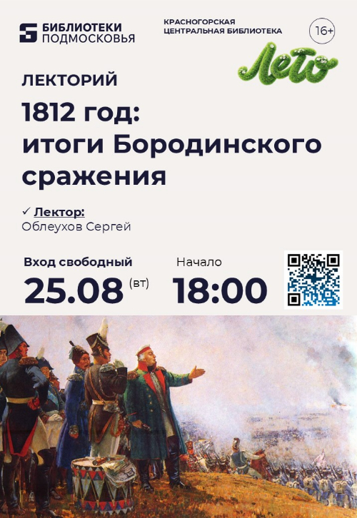 Исторический лекторий: «1812 год: итоги Бородинского сражения»