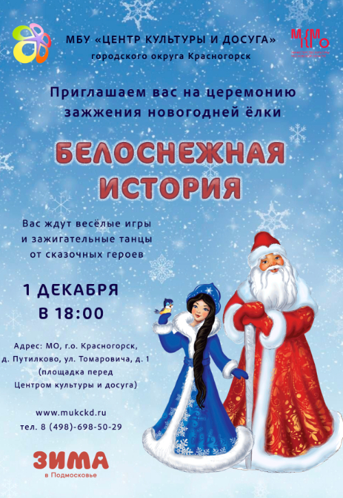Церемония зажжения новогодней ёлки «Белоснежная история»
